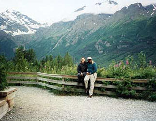 View of Eagle River Valley with snow capped peaks